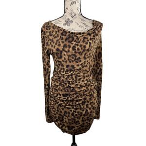 Leopard Prink Body Con Michael Kors Dress Sexy Bar Clubbing Going Out Ruched XS